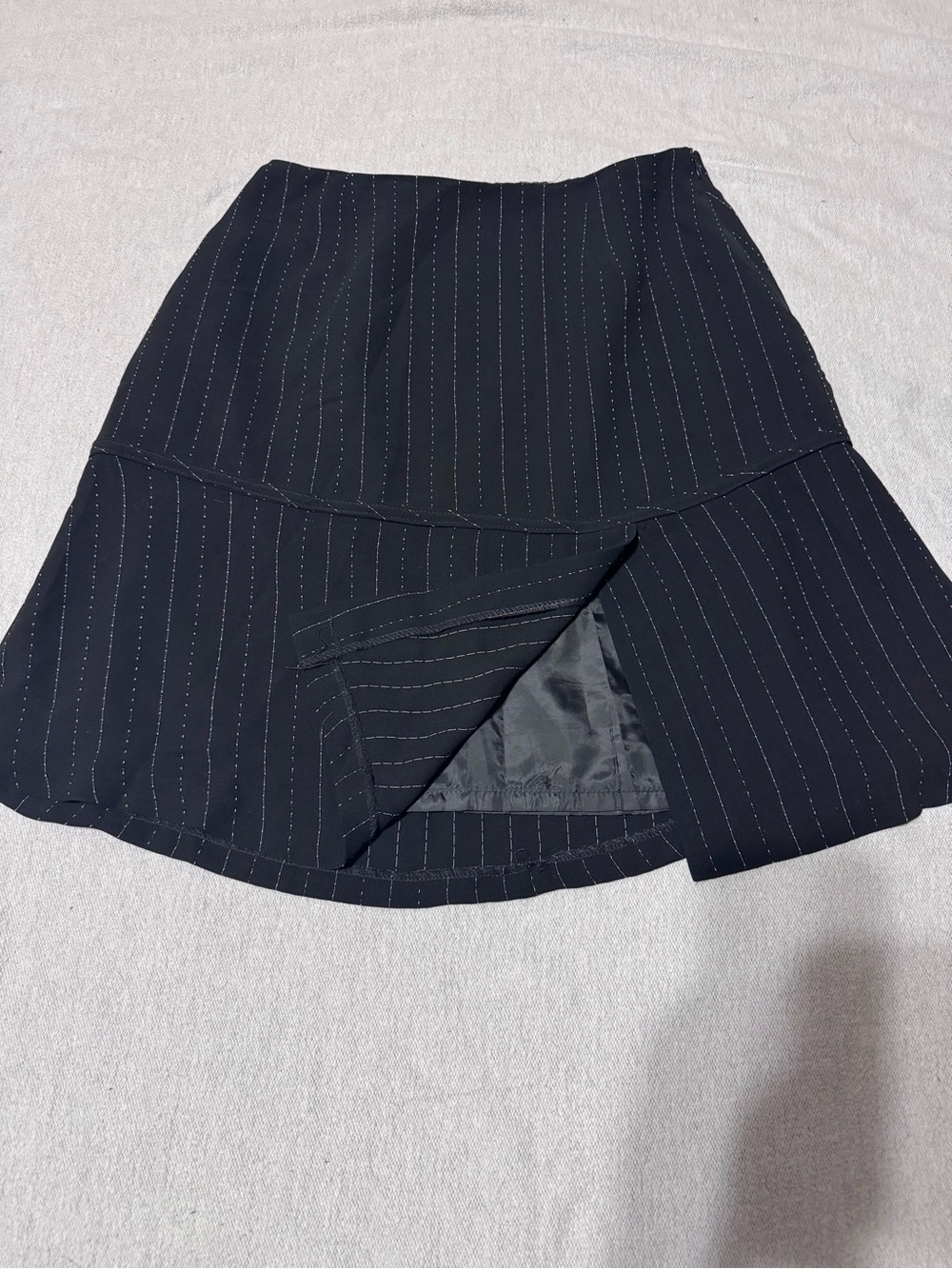 Classic Black Pinstripe A-Line Skirt